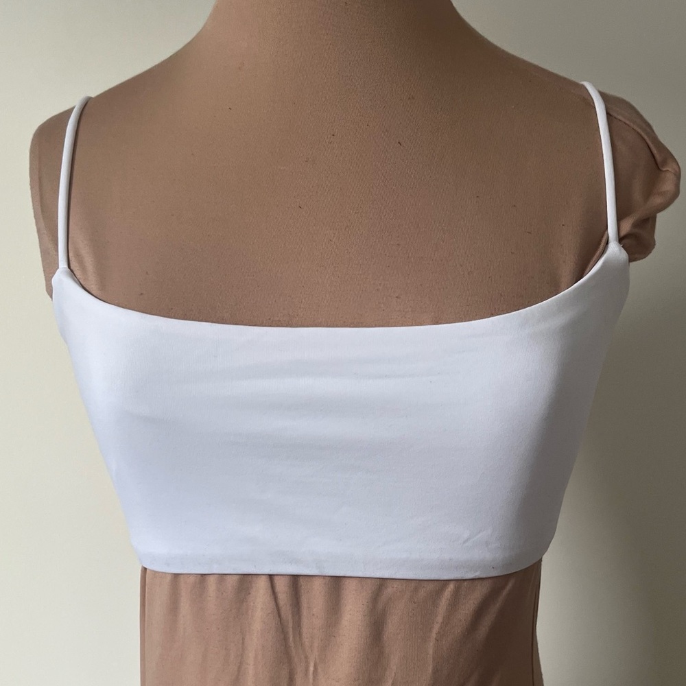 Enza Costa Essential White Stretch Bralette Cropped Tank Top EUC Size M